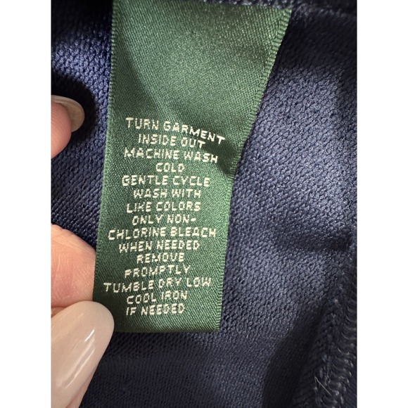 LRL Ralph Lauren Active Fleece Vest Green Navy Full Zip Draw Cord Hem Size M - Picture 8 of 14